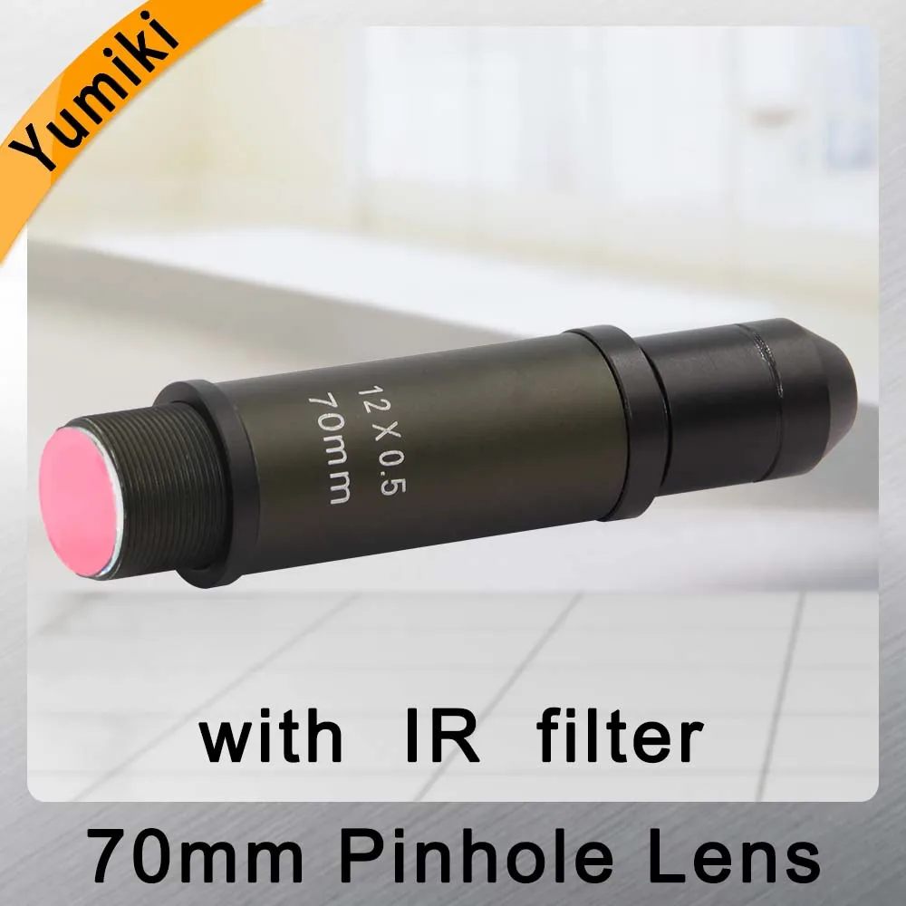 Objectif sténopé 2.0 mégapixels 70mm, objectif de vidéosurveillance, monture M12, Format d'image 1 "F1.6, Iris fixe, longue visualisation avec filtre IR