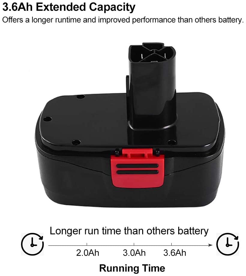 3600mAh Ni-MH 18V Replacement Battery for Craftsman 19.2V Battery C3 DieHard 130279005 130279003 130279017 315.113753 315.115410