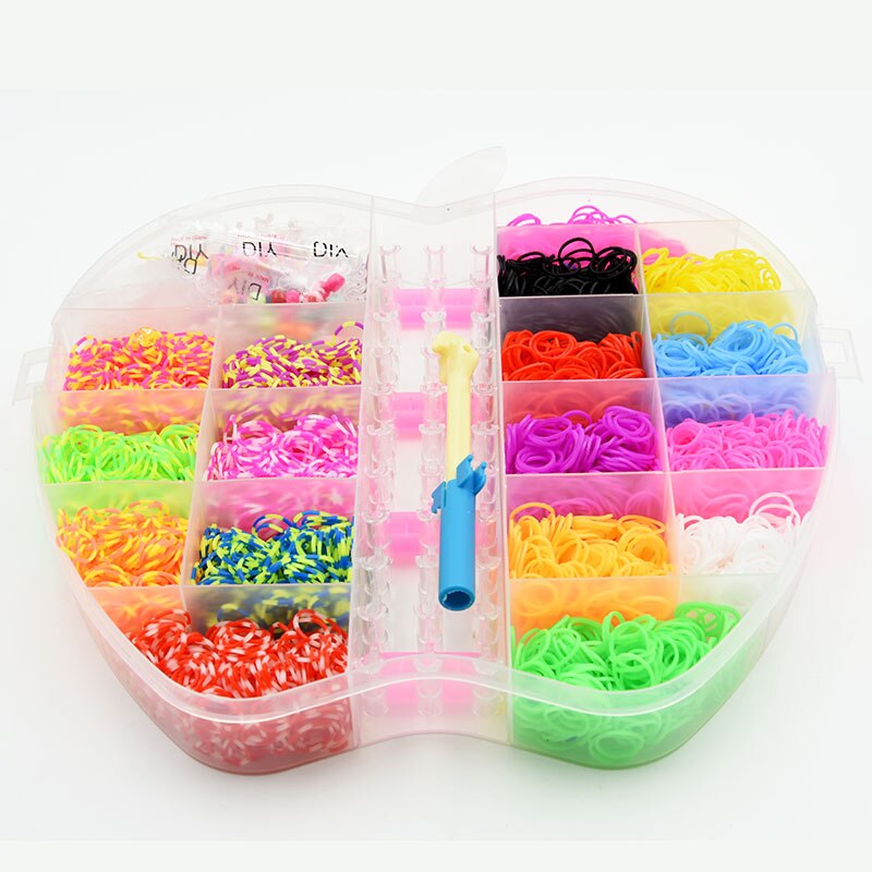 4500pc Rubber Loom Bands Set Box DIY Toys Bracelet Silicone Elastic Bands Weave Loom Bands Toy Tool AccessoriesABC Stickers