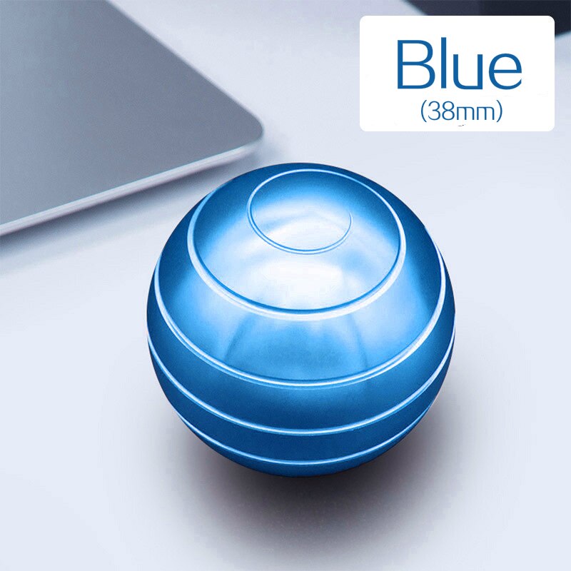 38mm Desktop Decompression Rotating Spherical Gyroscope Office Desk Fidget Toys Optical Illusion Flowing Finger Toys Adult: Blue