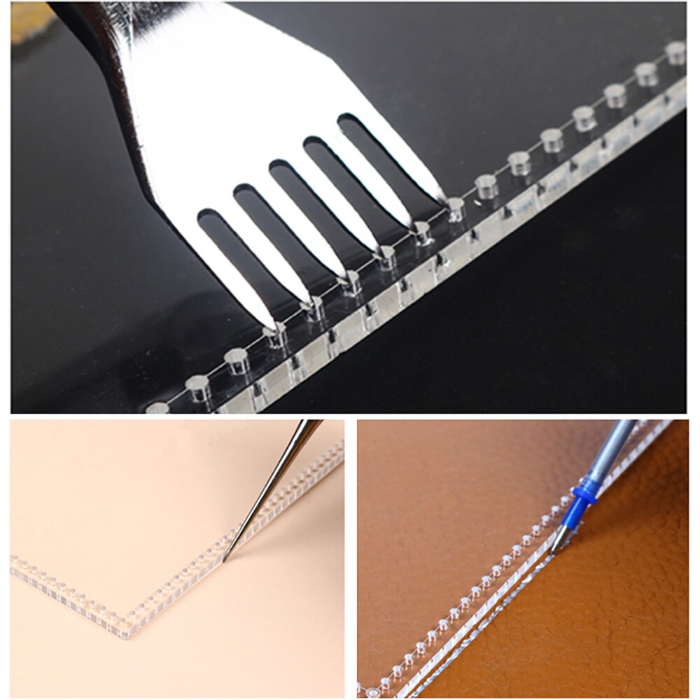 Plantilla de fabricación de billetera de cuero, herramienta de plantilla de patrón de bolso de billetera acrílica Artesanal de cuero, accesorios de costura de cuero DIY