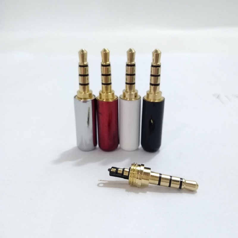 2PCS Gold-plated 3.5mm Earphone Plug 4 pole Male Plug Wire Connector 3.5MM jack For Cell phone Microphone Plug