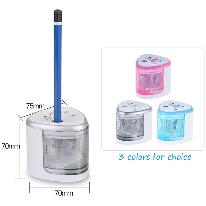 TEN-WIN Pencil Sharpener Electric Cute Multi-Functional Automatic Electric Pencil Sharpener Operated with 2 Holes