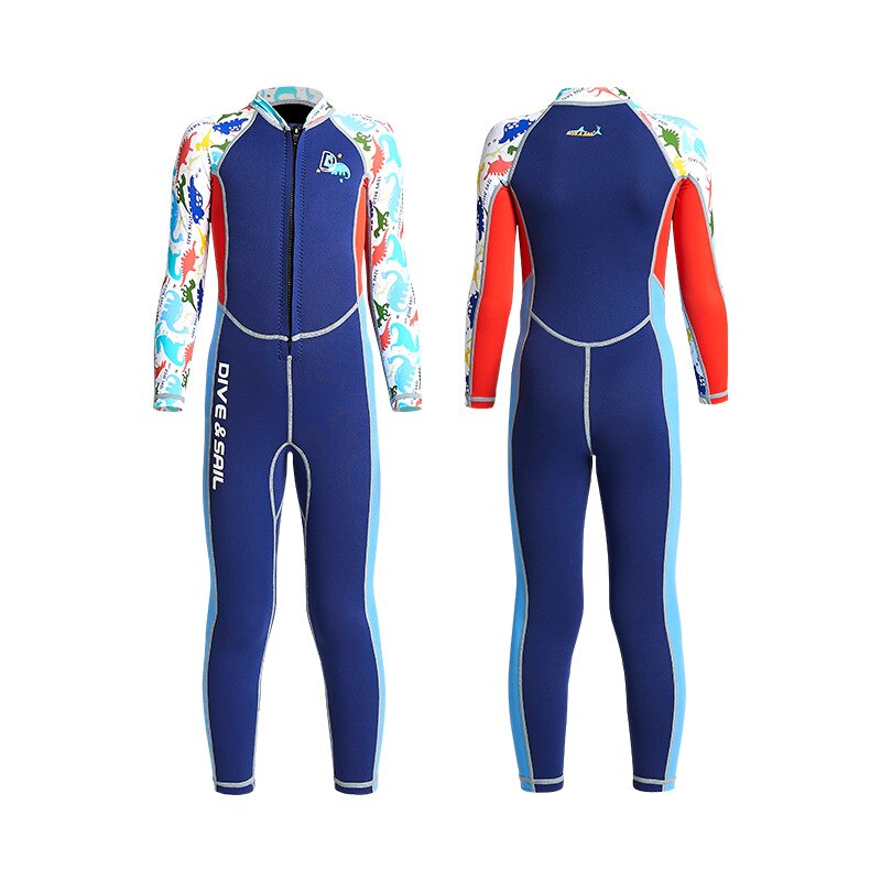 2Mm Neopreen Full Body Wetsuits Kinderen Swimwears Duikpakken Lange Mouwen Jongens Meisjes Surfen Blauw Rash Guards