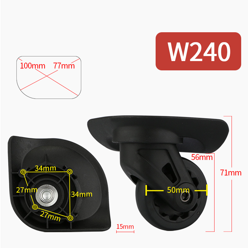 FANFU Luggage wheel accessories trolley wheels universal casters Factory direct sales repair suitcases wheel rolling casters: W240(2 Wheels)Black