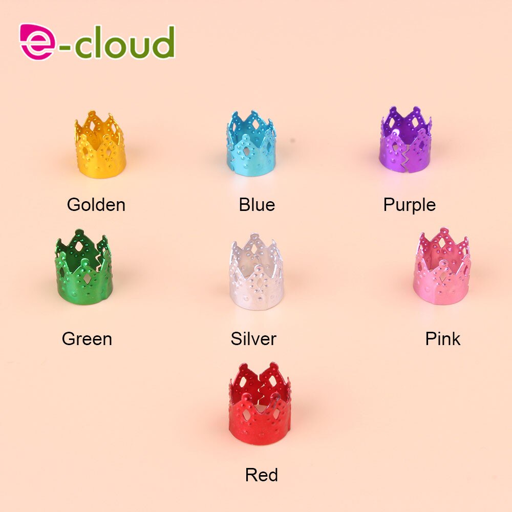 Cuentas de rastas de corona y colores mezclados, 50 unids/lote de cuentas para el cabello para rastas, anillos para el cabello, Micro anillo de agujero trenzado