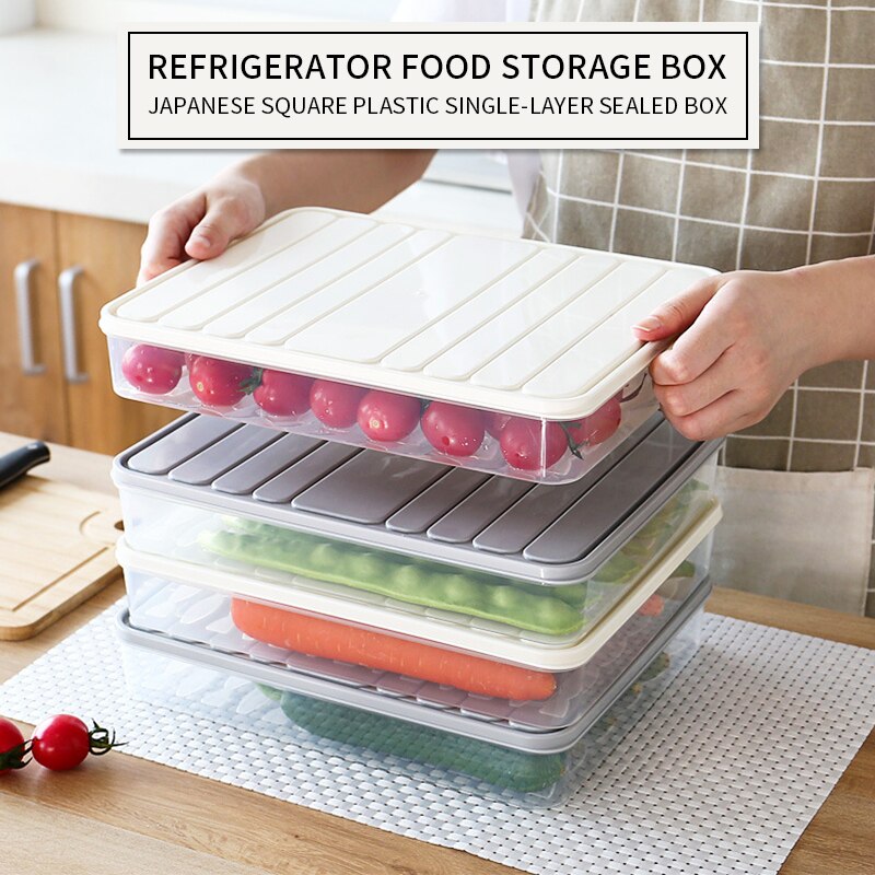 Freezer Food Storage Container Stackable Food Saver Box with Lid Square Plastic Single-layer Sealed Transparent Box