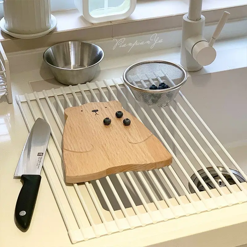 Égouttoir d'évier de cuisine en acier inoxydable, égouttoir à rouleau, store enrouleur, multifonctionnel, stockage d'évier, filtre,