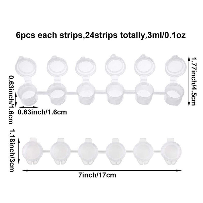 24 Strips Lege Verf Strips Verf Cup Potten Clear Storage Containers Schilderen Arts Ambachten Levert 144 Potten In Totaal