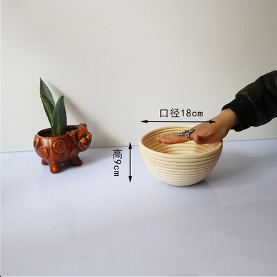Various Shapes Fermentation Rattan Basket t Country Baguette Bread Mass Proof Tasting Baskets Banneton Brotform: round 18cmX9cm