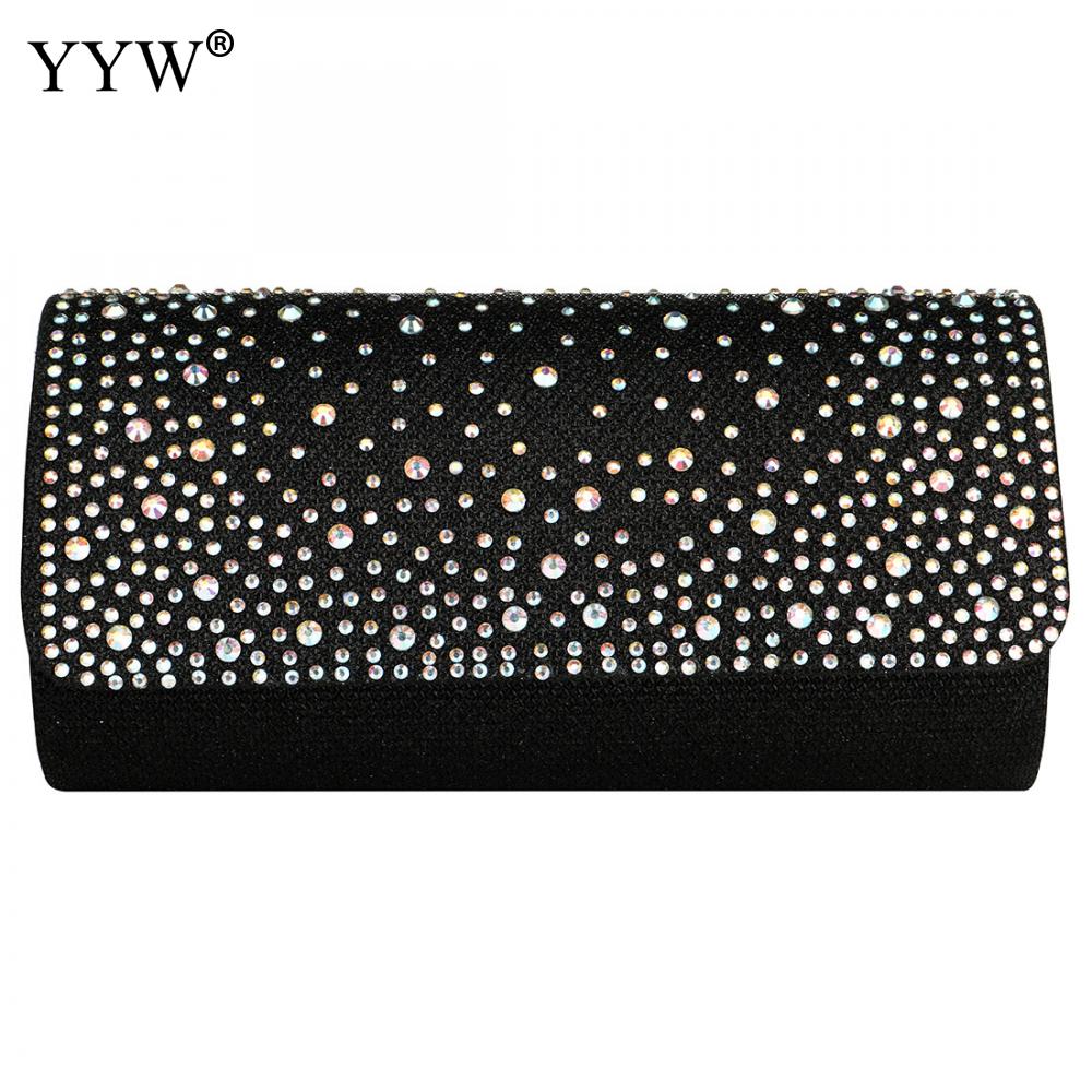 Champagne Envelope Small Clutch Bag Evening Bag With Detachable Chain Crystal Beaded Evening Bag Gold Wedding Clutch Purse Sac: black