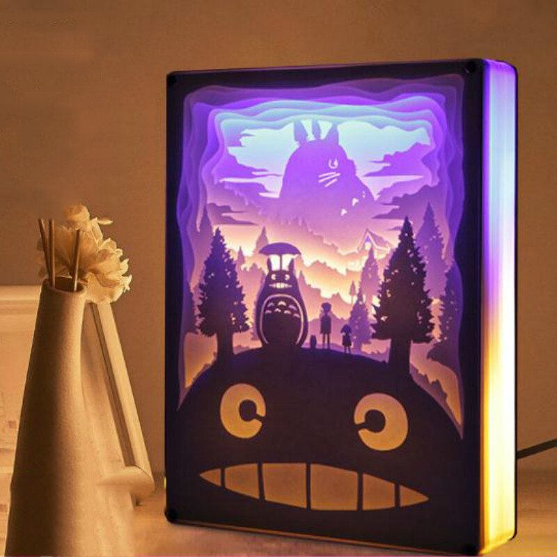 Nowość lampka nocna Totoro papierowa lampa atmosfera 3D papierowa rzeźba sztuka lampa dekoracyjna zasilanie USB robić salonu sypialnia: styl 8
