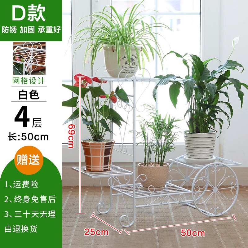 Ground Flower Shelf, Wrought Iron Multilayer Sitting Room Balcony Flowerpot Frame Hanging More Than Other Meat Cosmetic