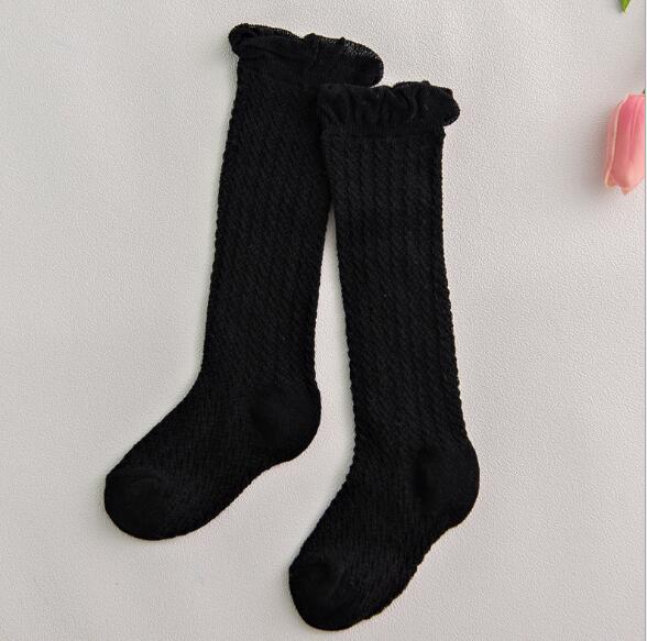 Zomer Dunne Baby Kind Losse Beenwarmers Mosquito Katoenen Baby Mesh Baby Knie Hoge Been Warm Meisjes Jongens Kousen: black 1to2year knee