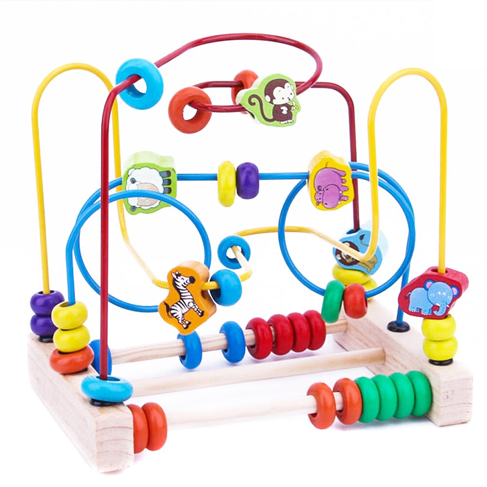 Wooden Fruits Insect Beads Maze Roller Coaster Activity Educational Abacus Beads Circle Toys AN88: 7