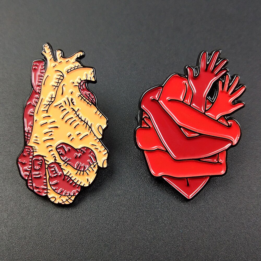 Broches de dibujos animados con corazón esmaltado, insignias, bolsos, alfiler de Metal, para amigos, joyería, broche, ropa artesanal, sombreros, mochila