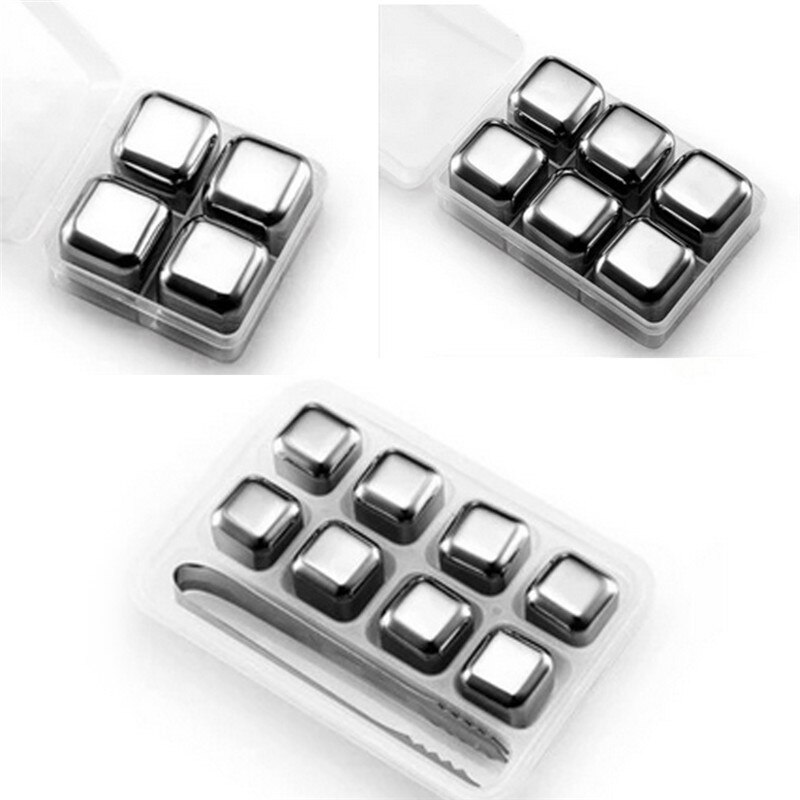 Reusable Stainless Steel Whiskey Stones Rocks Food Grade Ice Cubes Beer Wine Cooler Candy Bar KTV Supplies