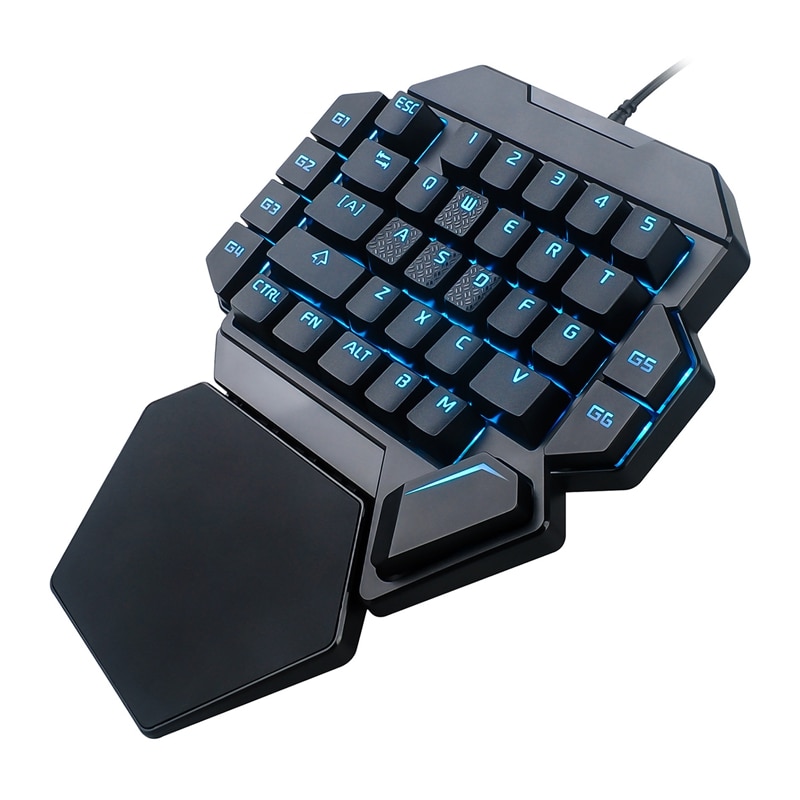 One Handed Keyboard,RGB One Hand Mechanical Gaming Keyboard, Keyboard 35-Key Blue Switch, USB Wired Rainbow Portable