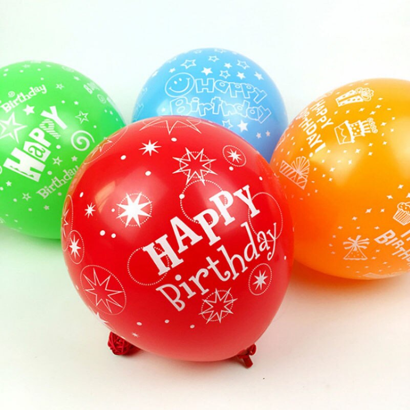 Gelukkige verjaardag full print 12inch ronde latex ballonnen helium ondersteuning feestartikelen 100 stks/partij