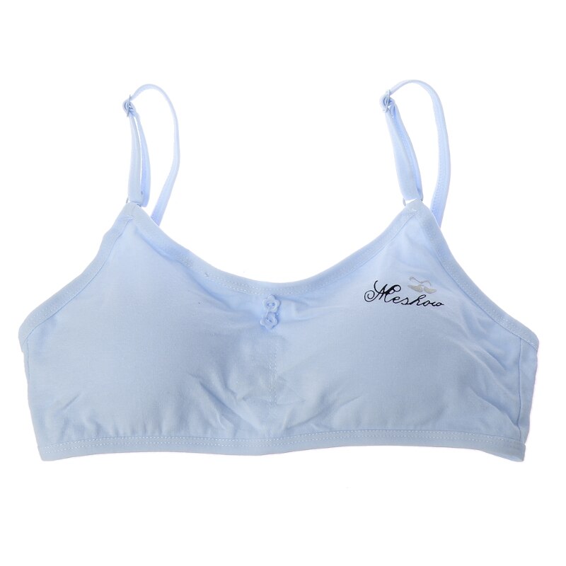 Tienerondergoed katoenen letterprint bh voor jonge meisjes voor yoga sporten hardlopen aangepaste verwijderbare spons pads als trainingsbh: Hemelsblauw