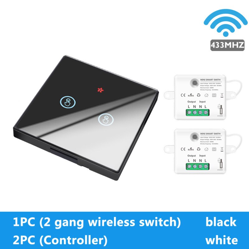 433MHZ Wireless Touch Switch 1/2/3 Gang Wall Touch Light Switch Smart Controller Module Set Switch Controller In Stock