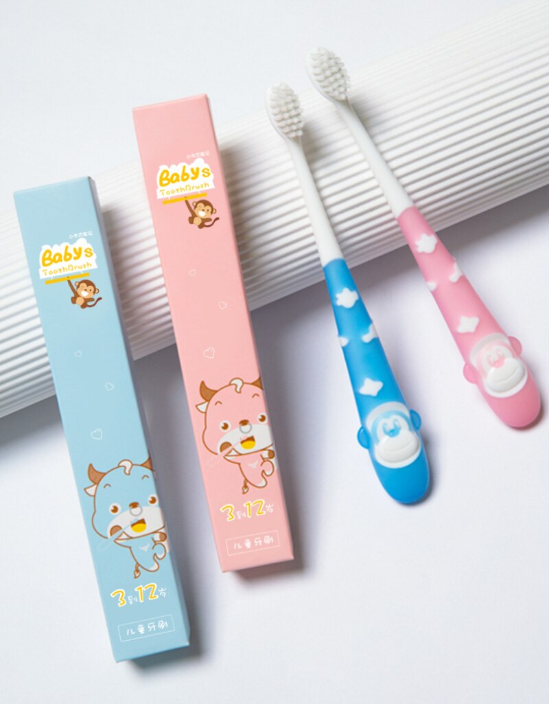 Color Box Individually Packed 3-12 Year Old Cartoon Model Without Fluorescent Agent Toothbrush Soft Bristles Children Toothbrush