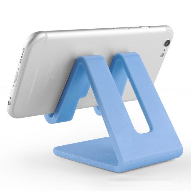 Soporte de escritorio para teléfono móvil, base triangular de plástico para iPhone Xsmax, Huawei P30, Xiaomi Mi9: blue