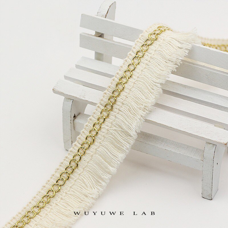 Tira de hilo de algodón Beige grueso de 5M, flecos de encaje dorado, recorte de ropa DIY, accesorios de ropa, almohada, cortina, decoración, 2,8 cm
