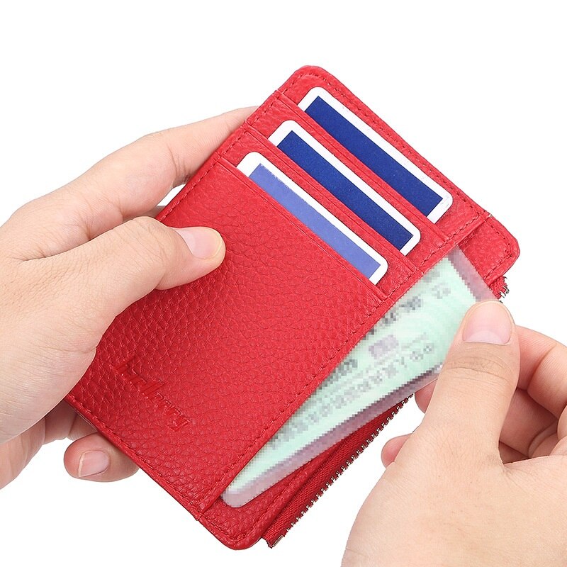 Mode Mannen/Vrouwen Mini Id-kaart Houders Business Credit Card Houder Pu Leather Slim Bankkaart Case Organizer Wallet rits