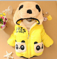 Winter Kids Meisjes Leuke Panda Patroon Jas Baby Jongens Jas Warm Katoen Hooded Bovenkleding Voor Meisjes Kinderen Kleding: yellow / 12m
