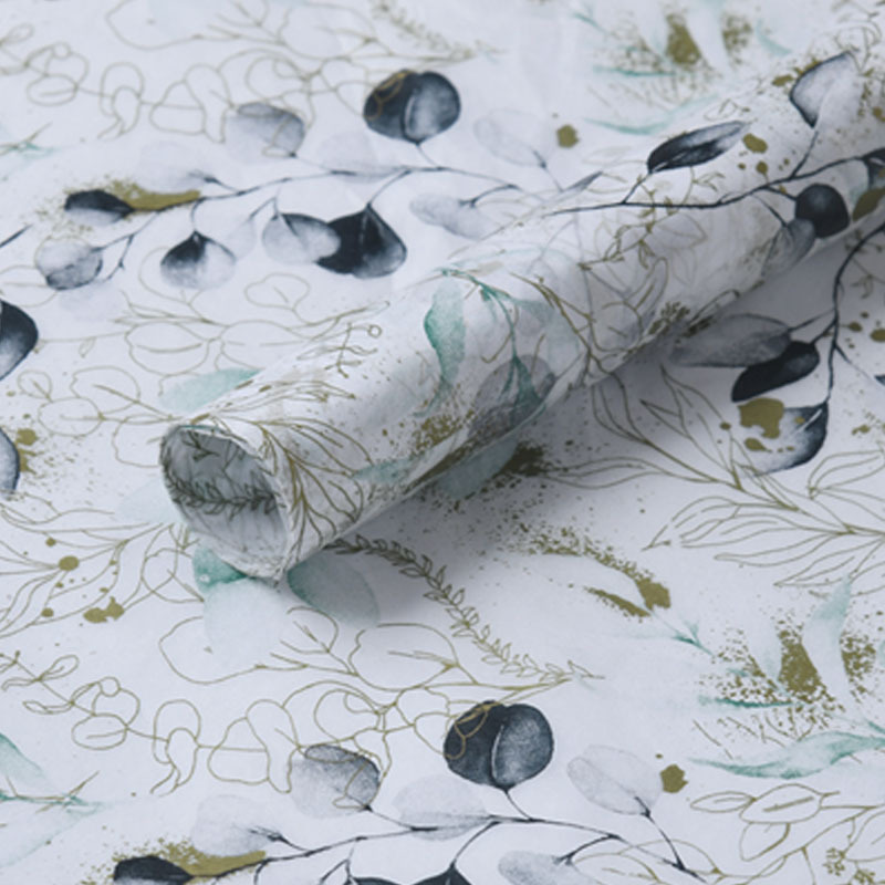 10pcs/lot 50x70cm DIY Flora Fauna Tissue Paper Wrapping Paper Clothing Packing Flower Bouquet Packaging Paper Craft Paper: Eucalyptus 10sheets