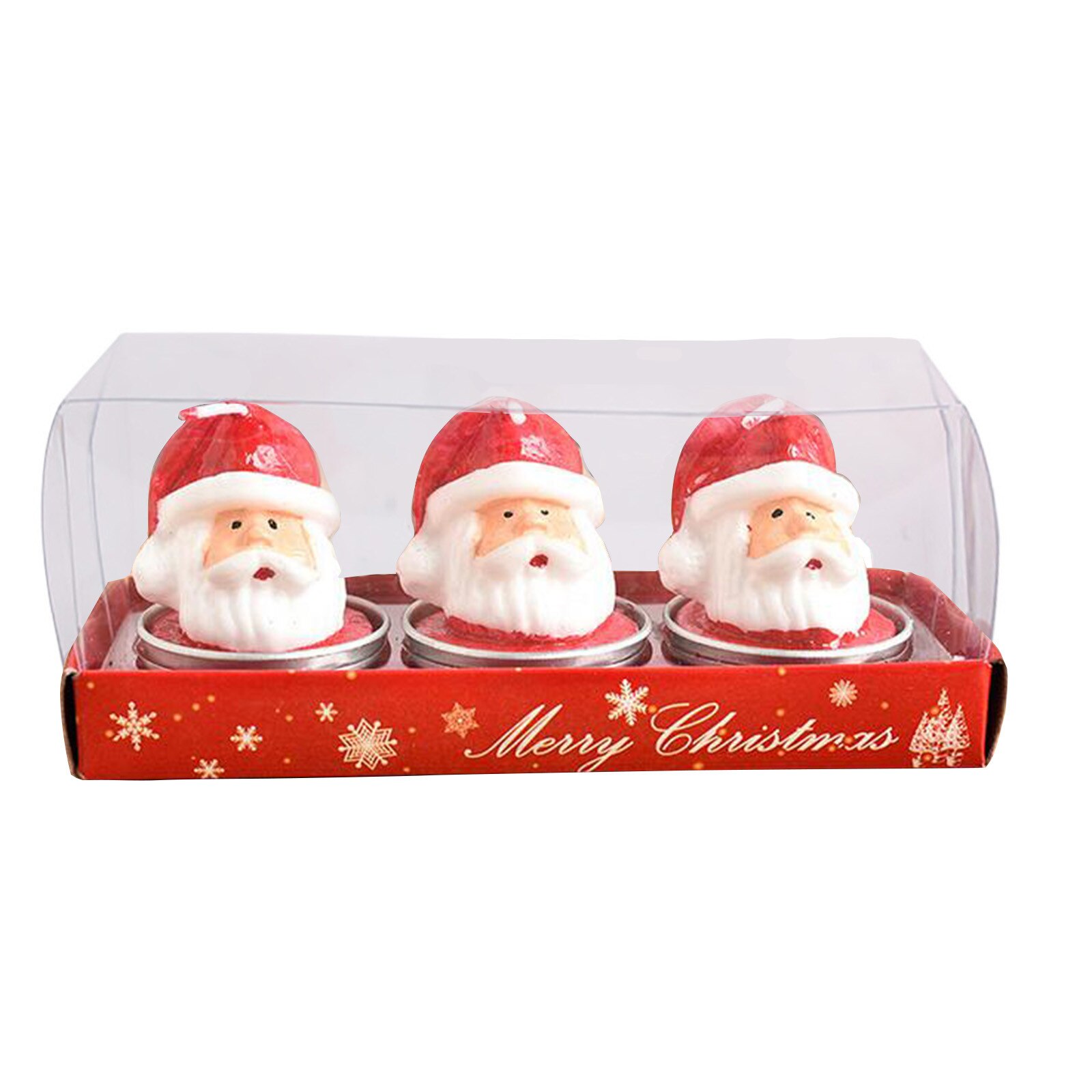 3pcs/set Christmas Candles Santa House Snowman Christmas Tree Paraffin Candles Wedding Home Party Candles Decor Light #YL5: A