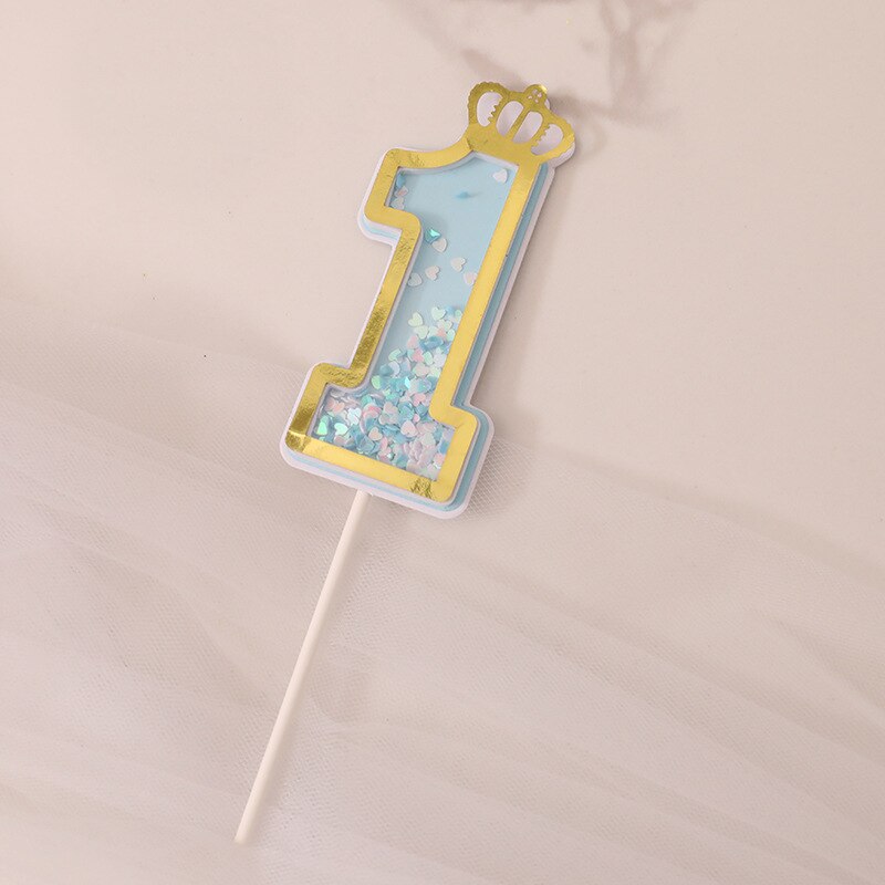 Glitter Cake Decoration Insert Sequins Paper Cake Toppers Happy Birthday Baby Shower Wedding Anniversary Party Cupcake Decor: Blue-1
