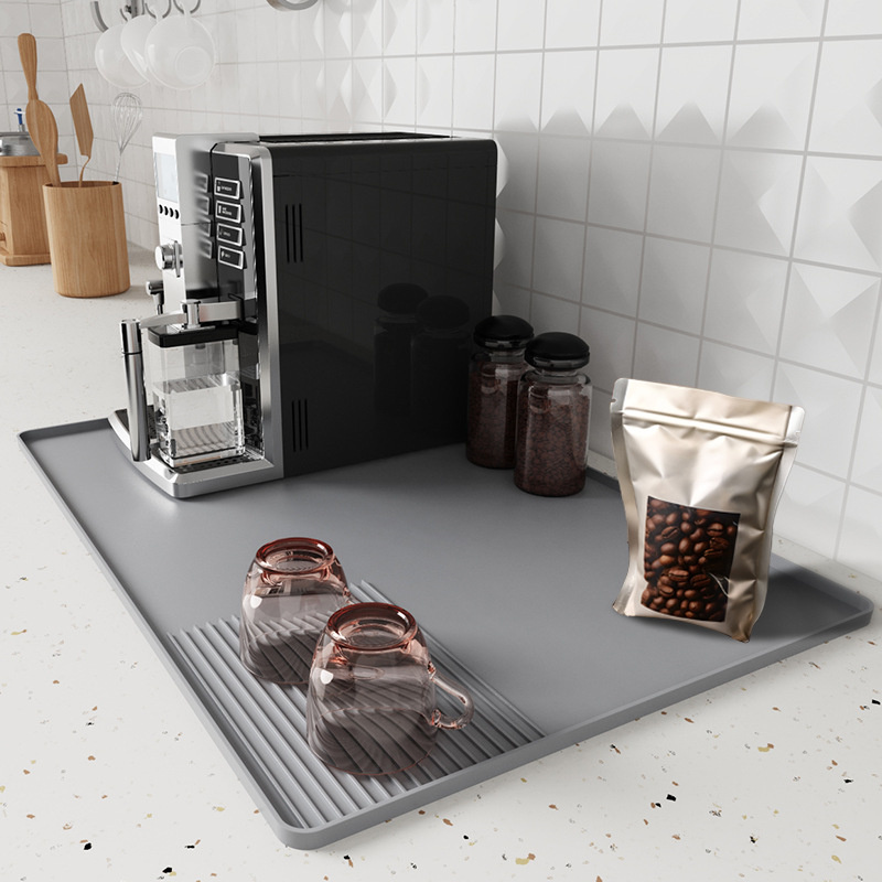 3 in 1 Silicone Coffee Mat with Tamper Pad Durable Non-Slip Coffee Espresso Machine Mat Durable Coffee Bar Mat Pad JAF273: black