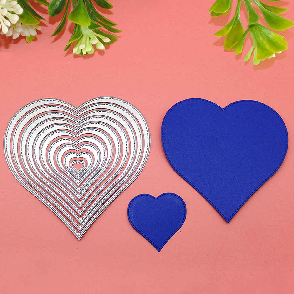 10PCS Assorted Size Metal Carbon Steel Love Heart Embossing Cutting Dies Stencil Templates for DIY Scrapbooking Album Paper Card