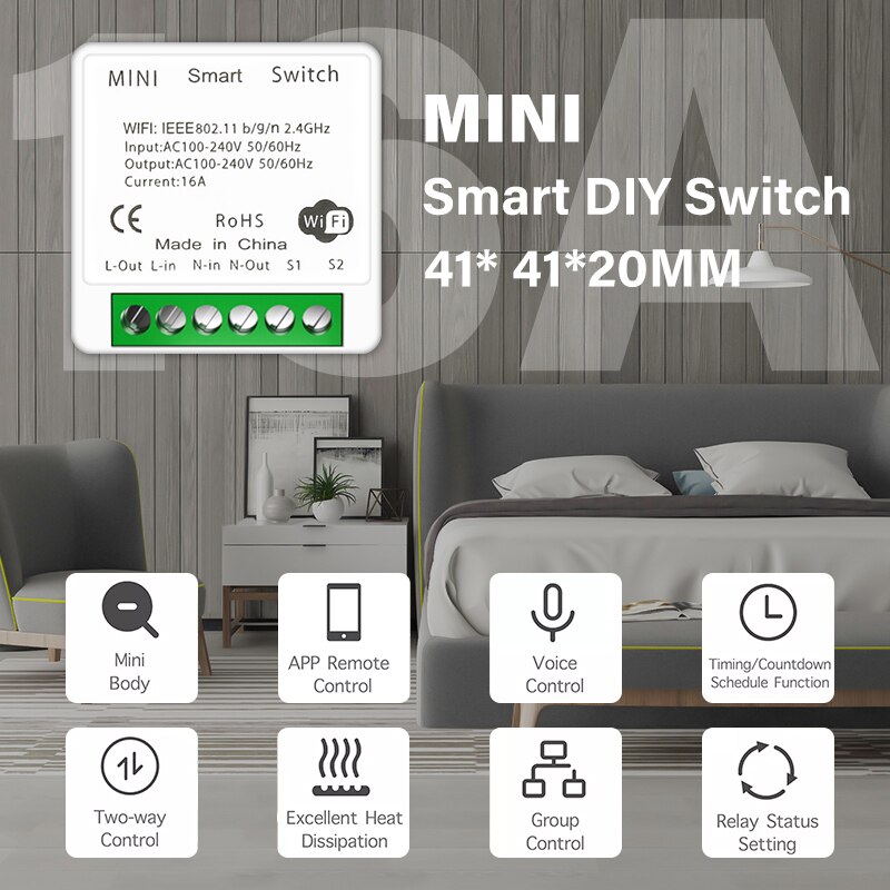 Aubess-interruptor inteligente con WiFi para el hogar, dispositivo Universal con Control remoto inalámbrico, funciona con la aplicación Smart Life, Alexa, Google, Yandex, Alice