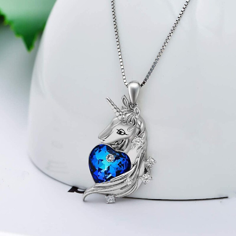 Collier avec pendentif licorne en cristal pour femmes, classique, , accessoires d'animaux mignons, d'anniversaire, de fiançailles