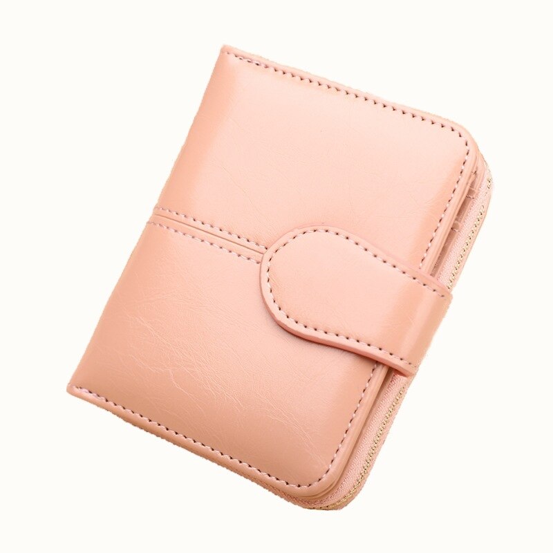 , cartera corta, Cartera de PU para mujer, monedero con cremallera y botón, pequeña cartera roja, monedero