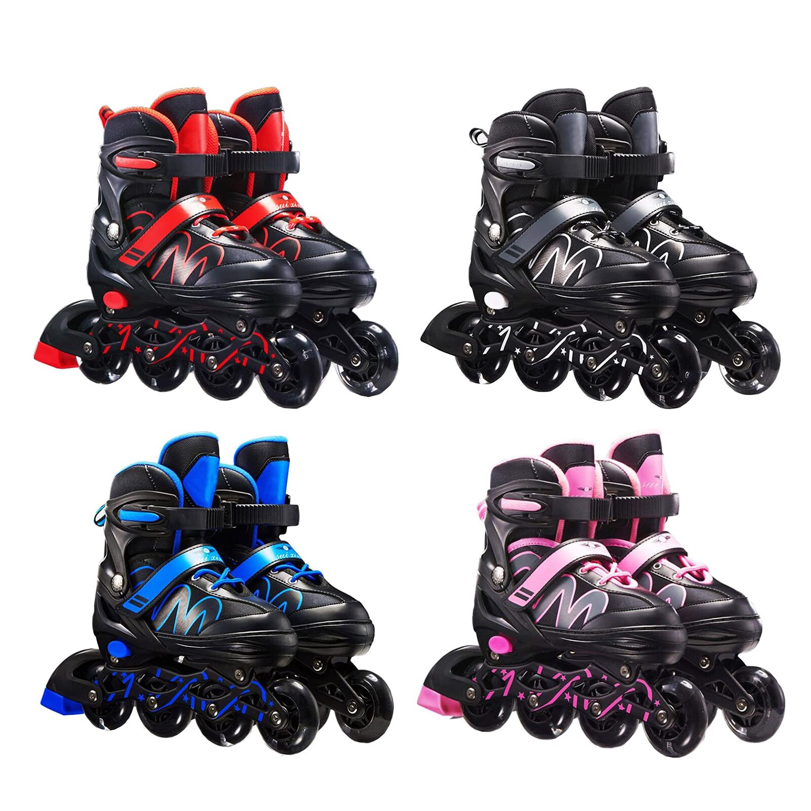 Inline Skates Outdoor Roller Skates Adjustable Rollerblades Illuminating Wheels Children Tracer Adjustable Patines 4 Rodas