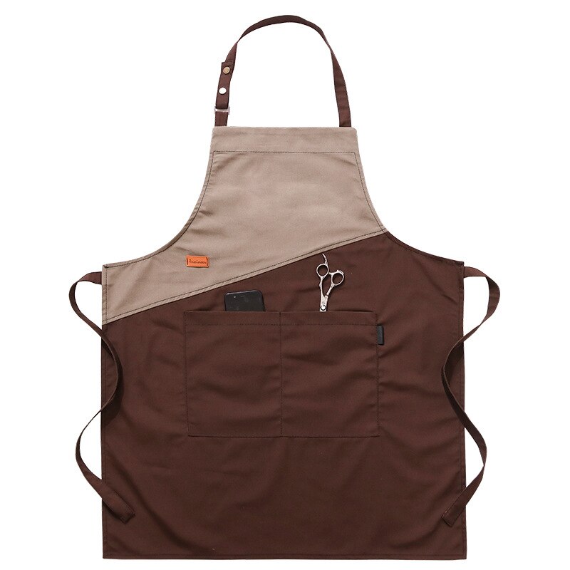 Keukenschort voor vrouwen, mannen, café, winkel, barbecue, kappersschorten, verstelbare restaurantchef, werkkleding, oberslabbetjes: Stijl 2