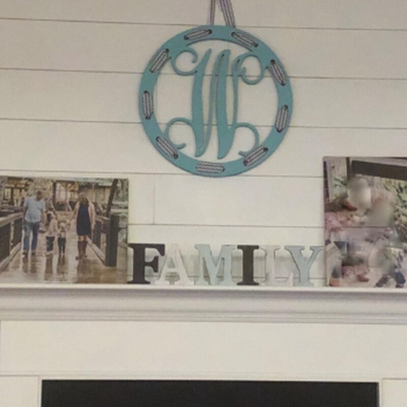Rustic Multicolor Wood Tabletop Family Letters Sign