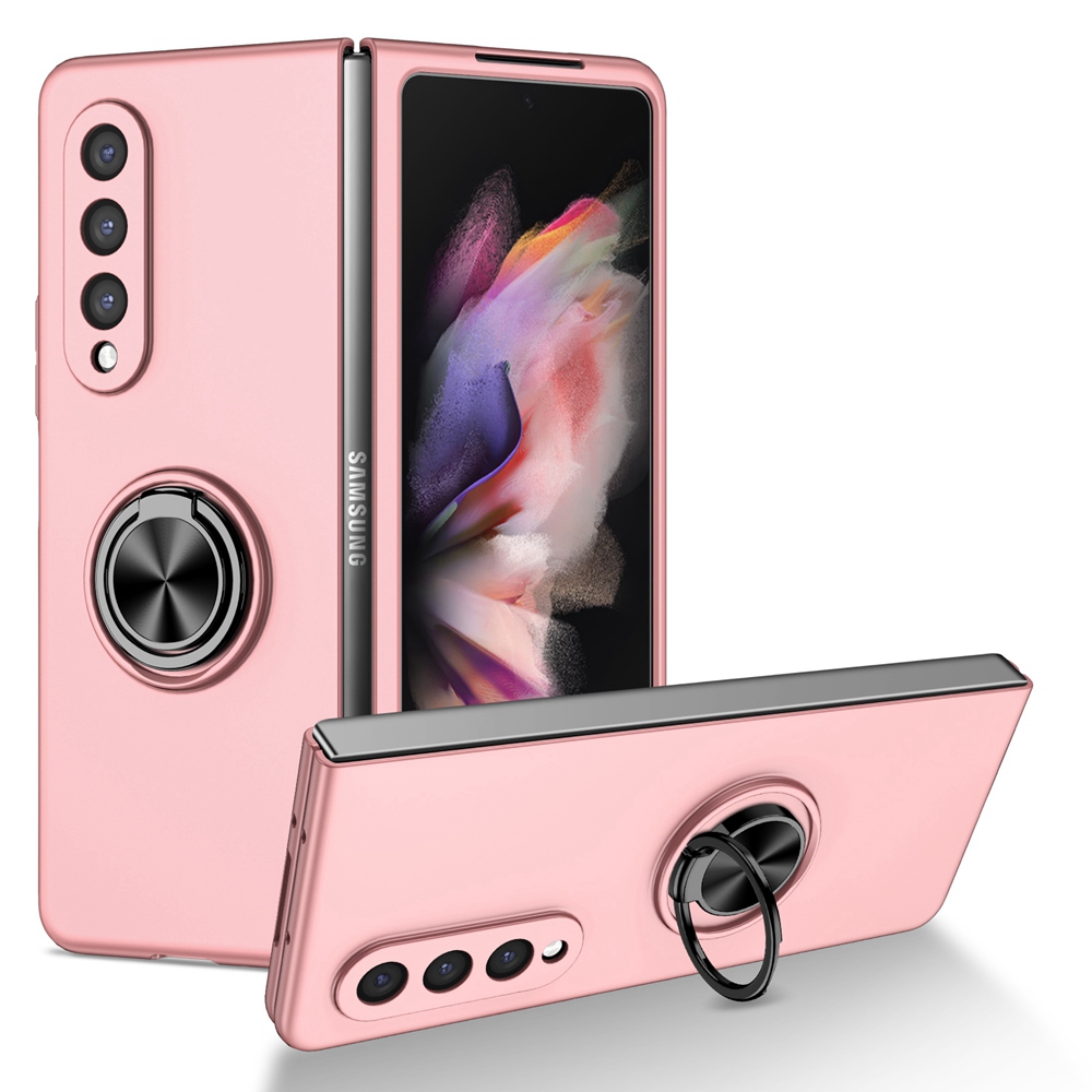 Para samsung galaxy z fold 3 5g caso de luxo zfold 3 ultra-fino cor sólida telefone capa anel suporte galaxy z fold3 casos: G