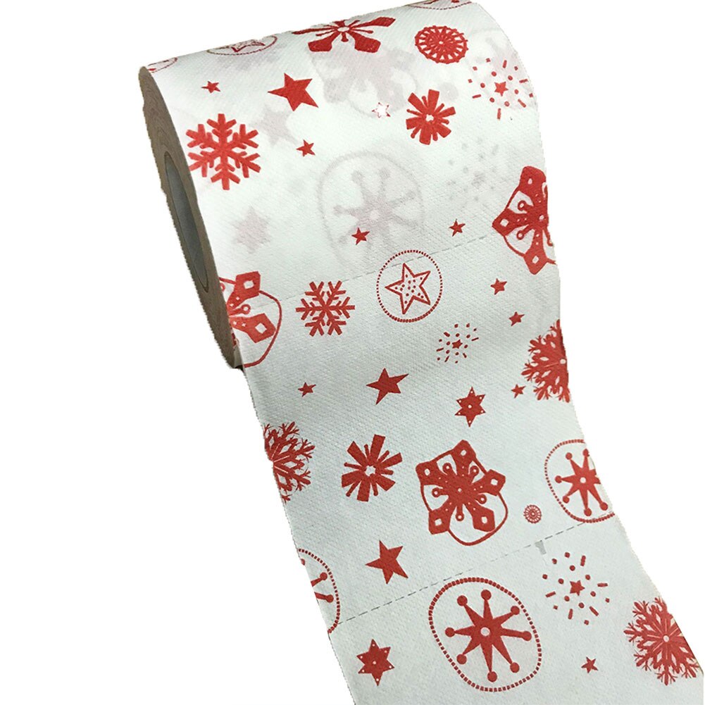 Papier de rouleau de noël, dessin animé mignon Santa Elk flocon de neige impression serviettes en papier pour le marché des toilettes de l'école de fête de la maison