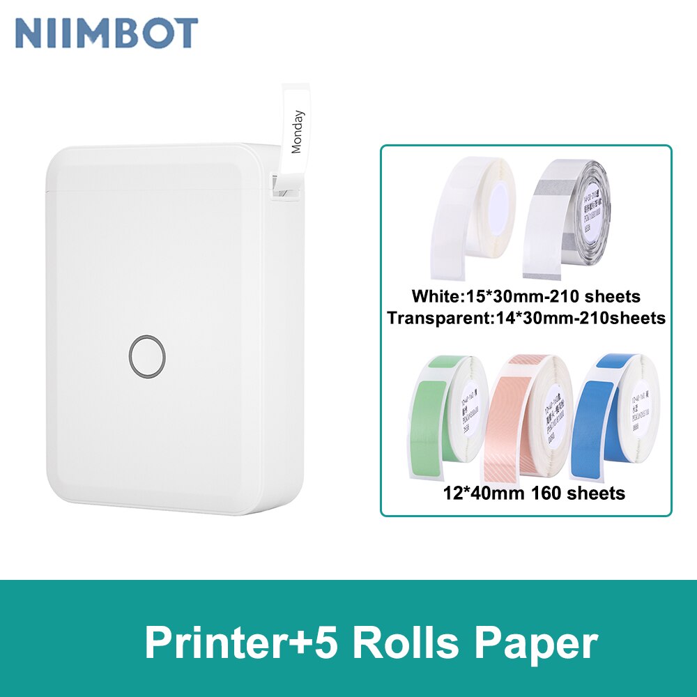 Niimbot D110 Label Maker Machine Mini Pocket Thermal Label Printer All in One BT Connect Prince DIY Date Sticker Label Machine: White-set 4