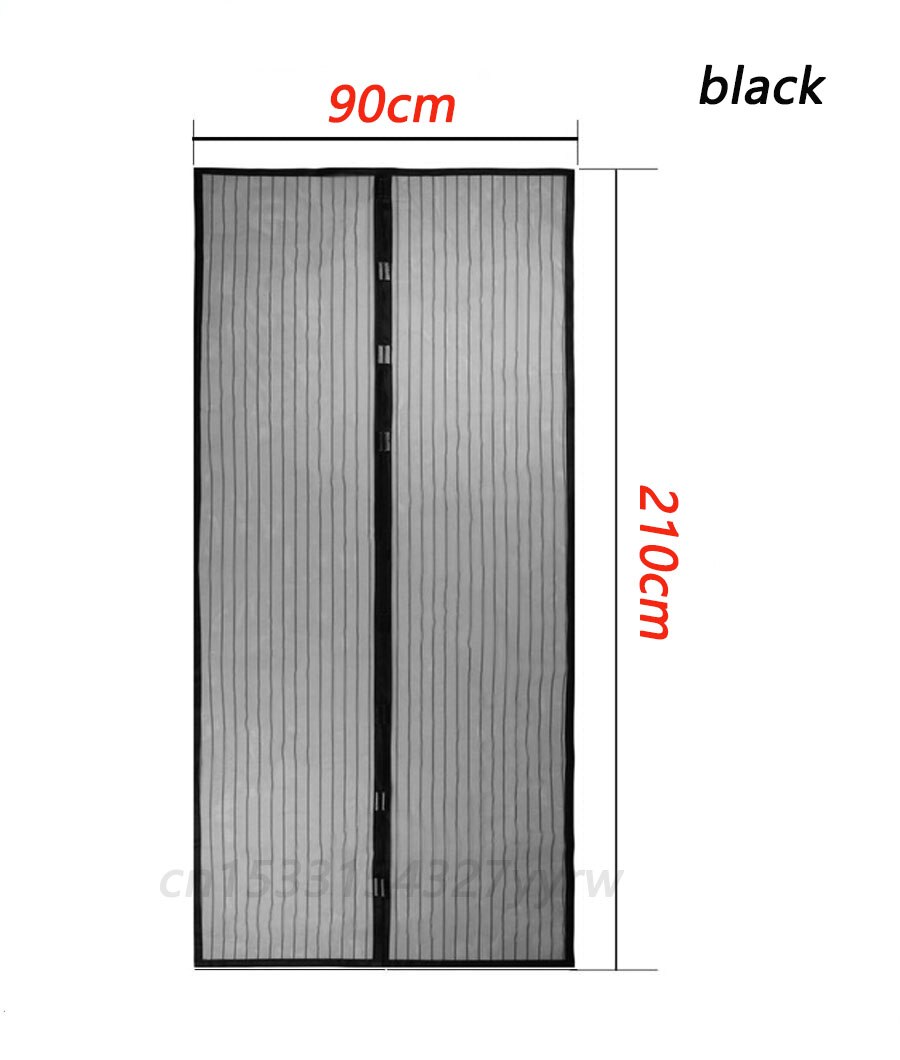 Mosquito Net Curtain Magnets Door Mesh Insect Sandfly Netting with Magnets on The Door Mesh Screen Automatic Closing Door Screen: Black 90x210cm