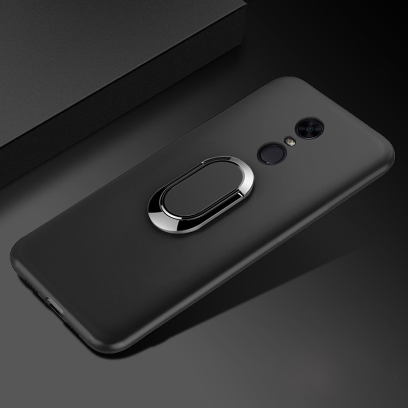 Funda voor Xiaomi Redmi 5 Plus Case luxe 5.99 "Soft Black Silicone Magnetische Autohouder Ring Redmi 5 Cover redmi 5 Plus Case TPU