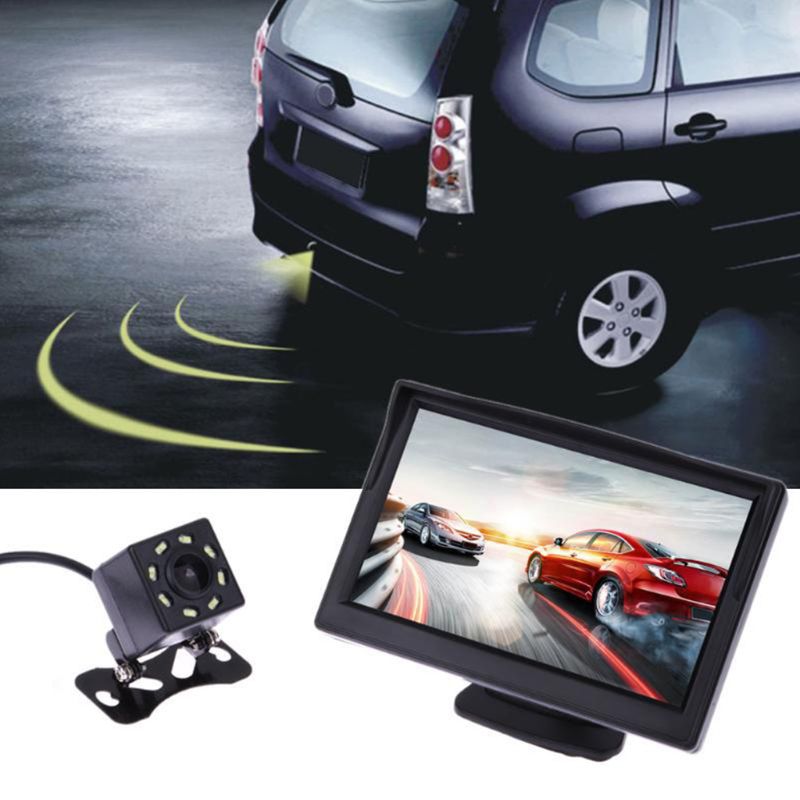 1 pc autoa auto 5 tuuman lcd hd-näyttö imukuppi pysäköintikamera ajoneuvo auton peruutuskamera peruutuskamera
