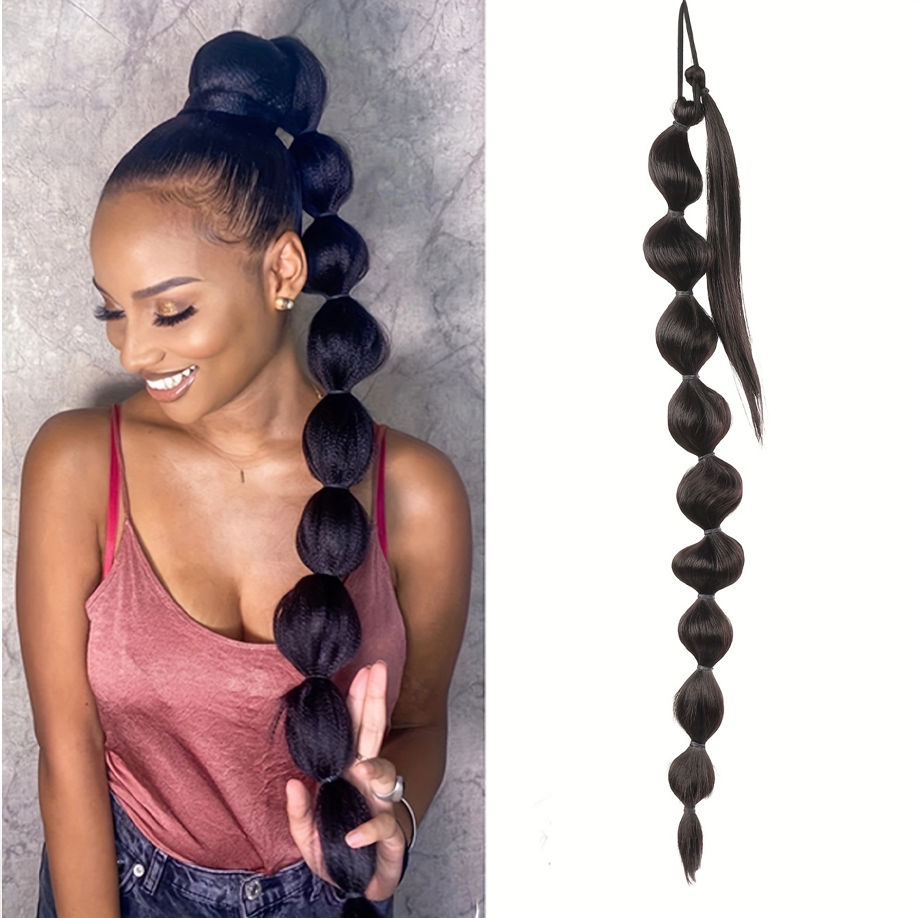 Extensões de cabelo sintético africano fofo rabo de cavalo-trança longa estendida com rabo de cavalo bolha para aparência volumosa acessórios de cabelo
