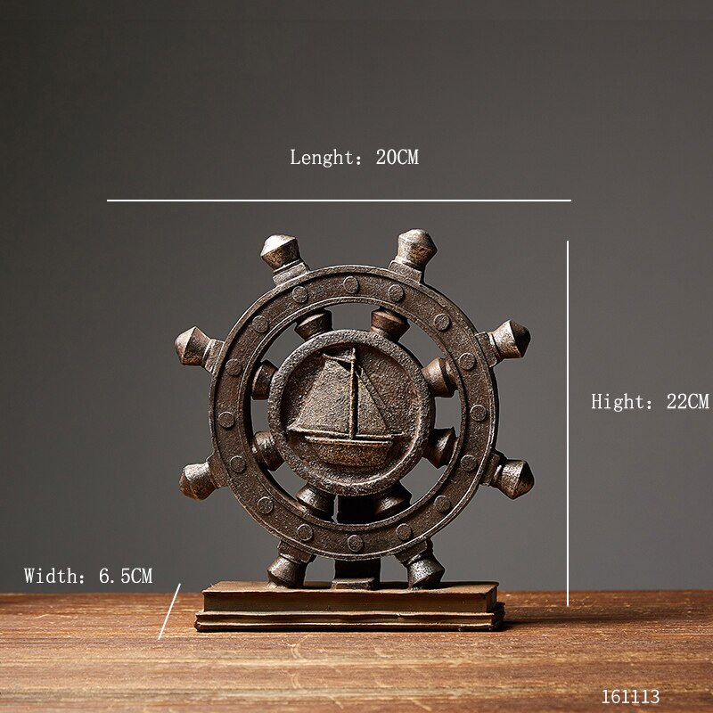 Antique Home Decor Retro Resin Musical Instrument Model Nostalgia Ornament Crafts Antique Musical Instrument Figurines Souvenirs: Brown Rudder Decor