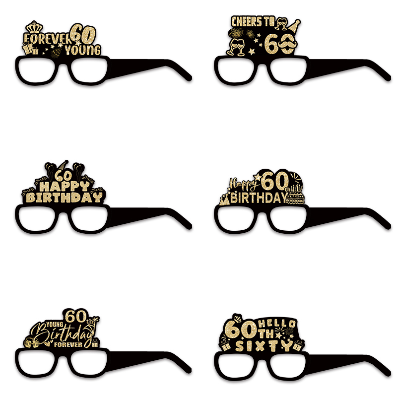 18th 30th 40th 50th Birthday Party Paper Glasses Black Gold Happy Birthday Party Decoration 18 30 40 50 60 70 Year Photo Prop